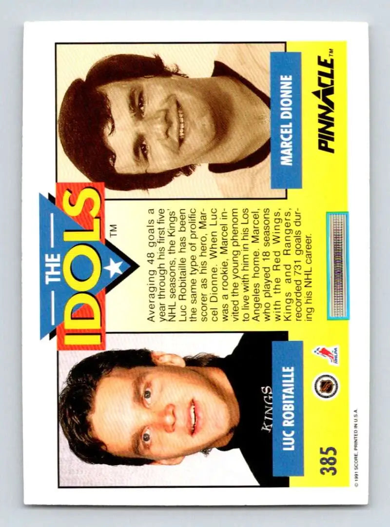 Vintage baseball trading card of Marcel Dionne and Luc Robitaille, Los Angeles Kings
