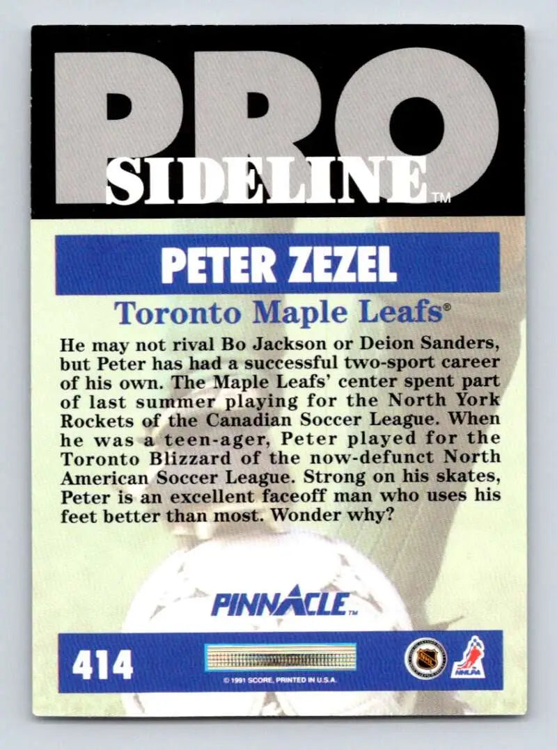 Hockey trading card of Peter Zezel, Toronto Maple Leafs, 1991-92 Pinnacle series