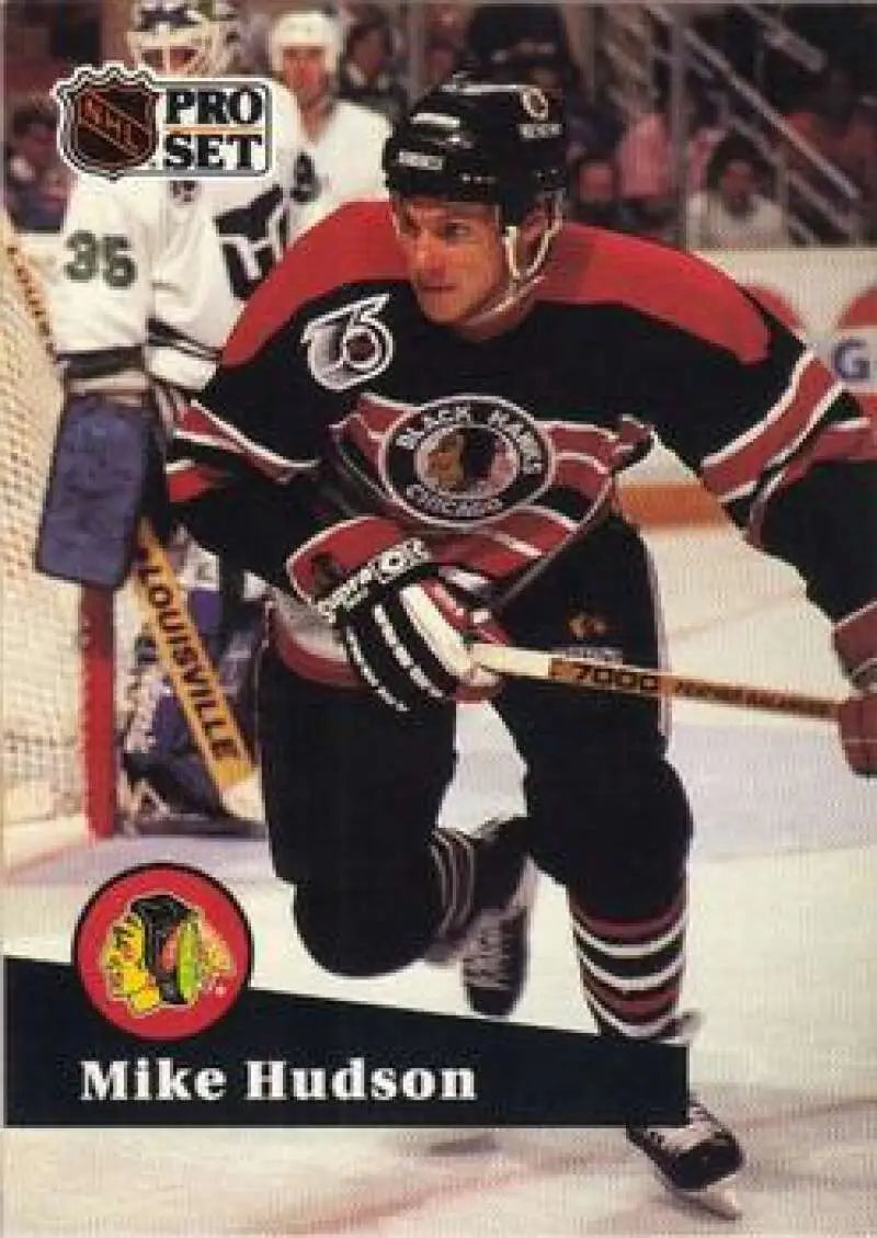 Hockey card featuring Mike Hudson from the Chicago Blackhawks Pro Set series