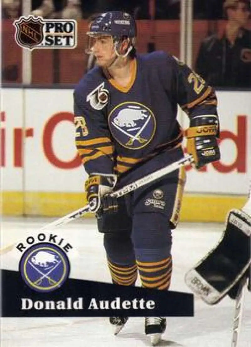NHL Pro Set hockey card of Donald Audette in Buffalo Sabres uniform