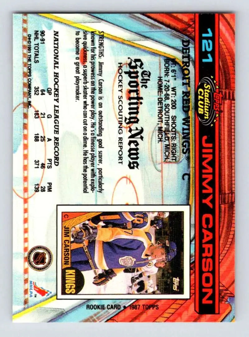 Holographic Detroit Red Wings trading card featuring purple and gold design