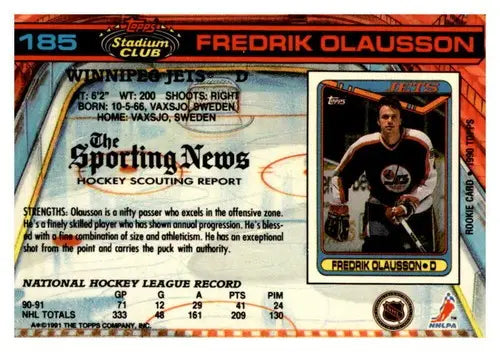Fredrik Olausson hockey card from 1991-92 Topps Stadium Club with original gloss