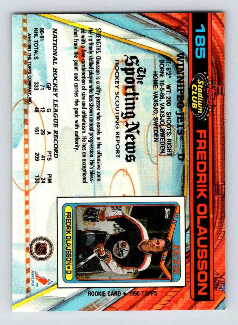 Hockey trading card featuring orange and blue design from Topps Stadium Club series