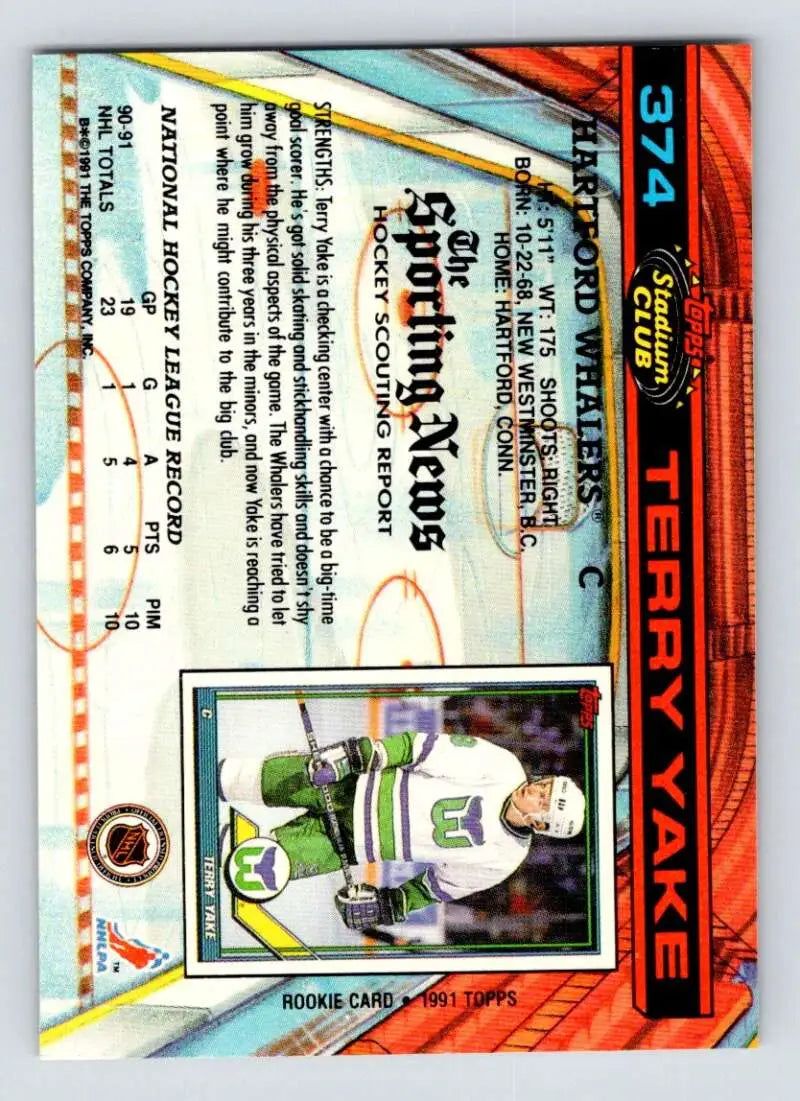 Terry Yake Topps Stadium Club card from 2020-21 NHL collection featuring Minnesota Wild player