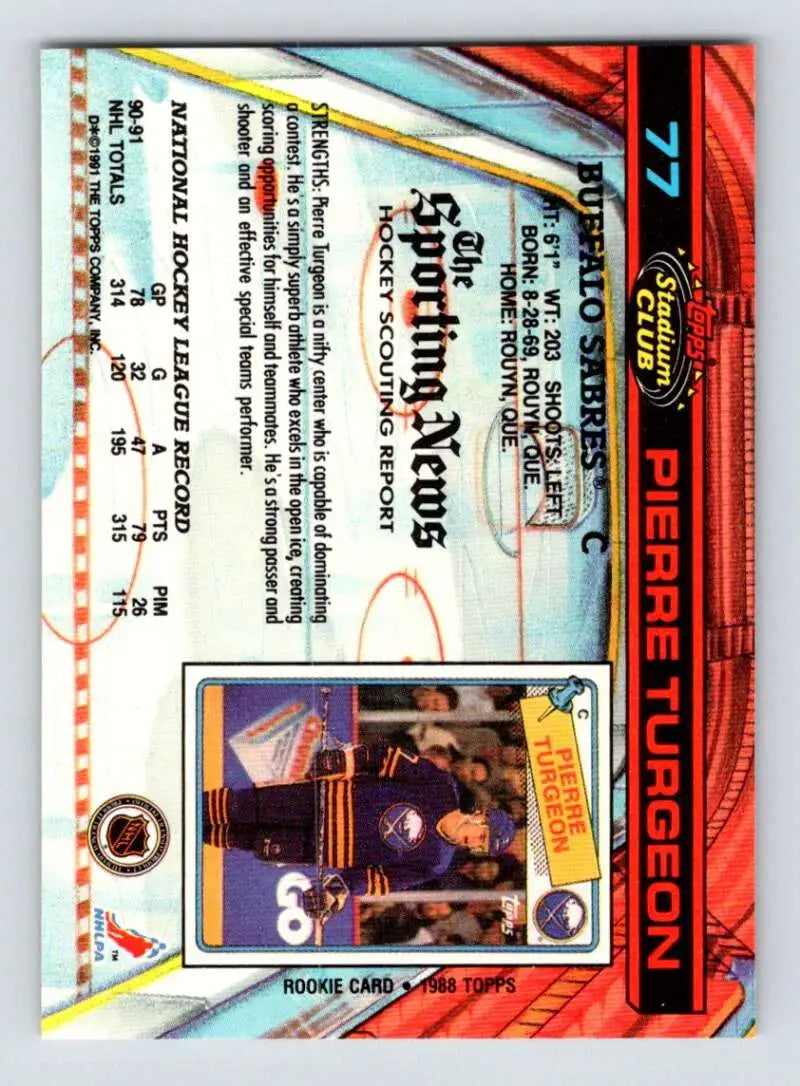 Holographic Trading Card of Pierre Turgeon from the 1991-92 Topps Stadium Club - New York Islanders