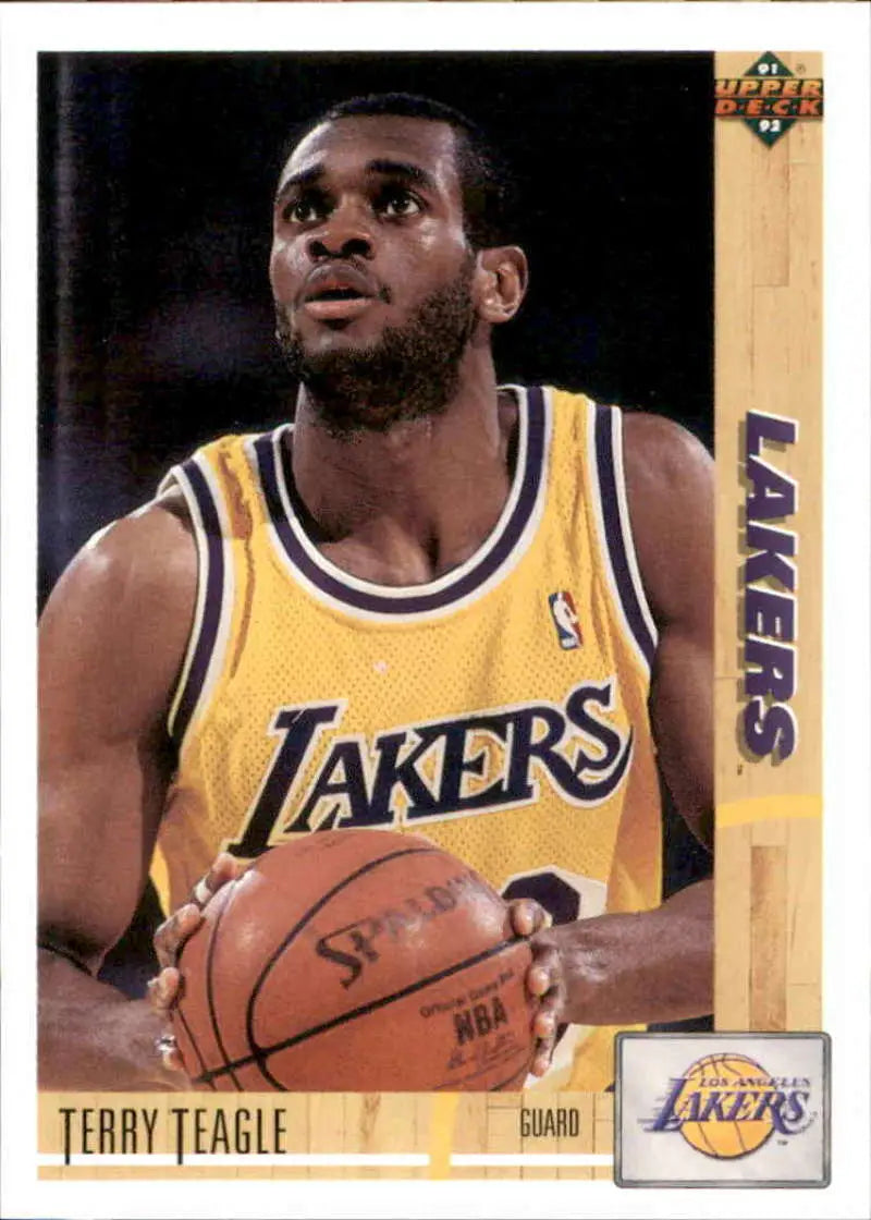 Upper Deck Terry Teagle basketball card featuring Lakers player in yellow jersey