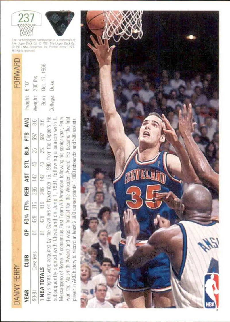 Danny Ferry in blue jersey 35 shooting for the Cleveland Cavaliers Upper Deck card