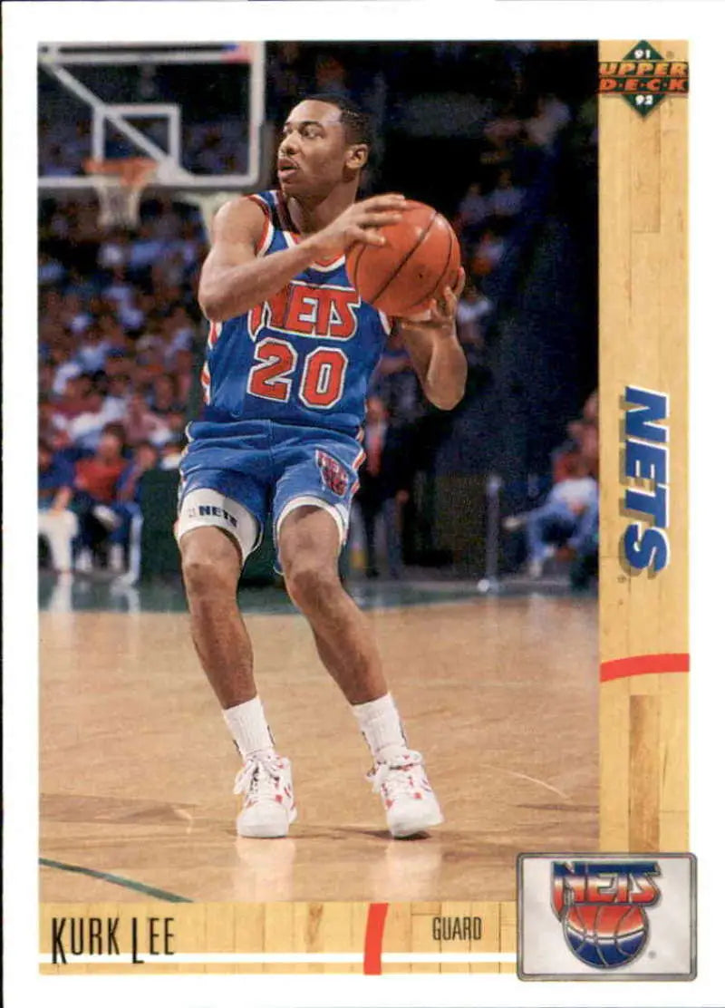 Kurk Lee in a blue Jersey Nets uniform shooting, featured on Upper Deck basketball card