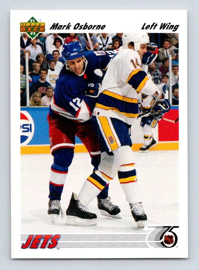 Hockey trading card featuring Mark Osborne of the Winnipeg Jets in gameplay action