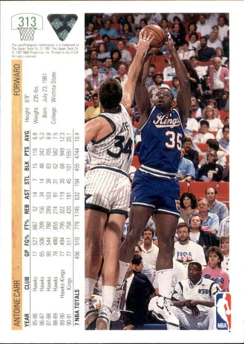 Antoine Carr battling for a shot on 1991-92 Upper Deck Sacramento Kings card
