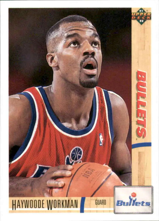 Haywoode Workman 1991-92 Upper Deck Rookie Card featuring Washington Bullets player