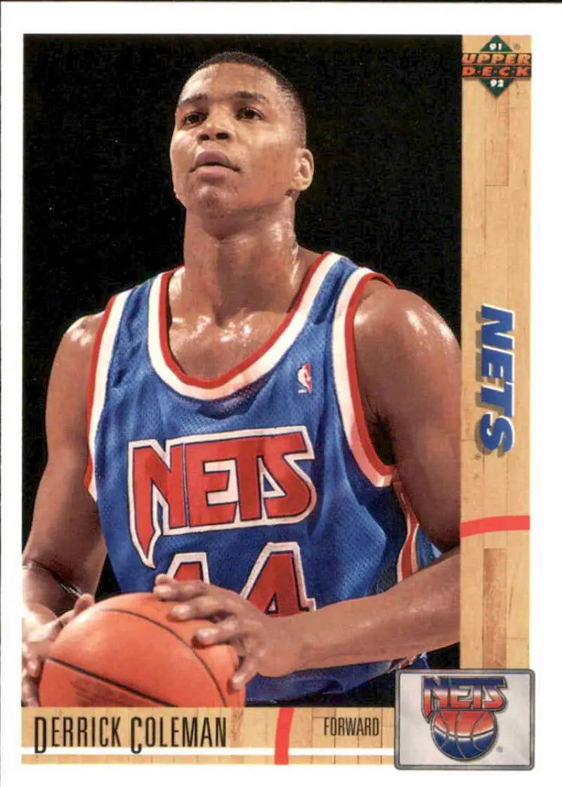 Derrick Coleman New Jersey Nets trading card from Upper Deck 1991-92 in pristine condition
