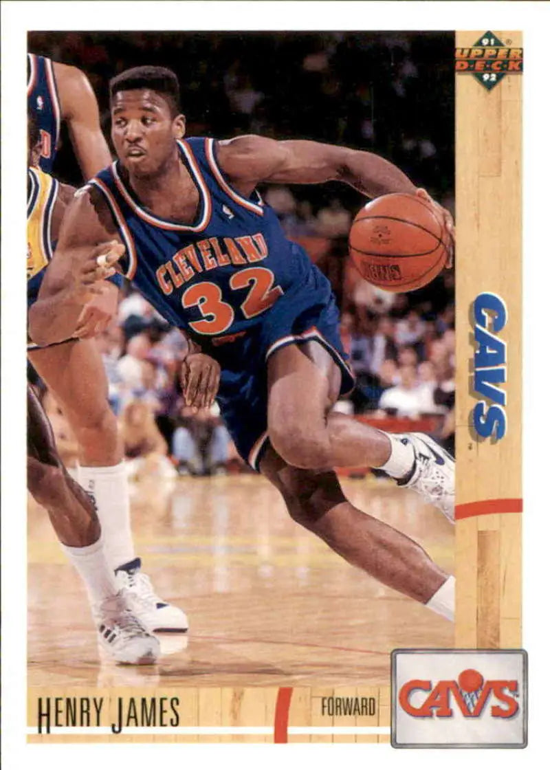 Basketball trading card of Henry James driving to the basket for Cleveland Cavaliers