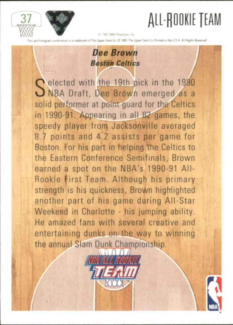 Dee Brown 1991-92 Upper Deck basketball card from NBA All-Rookie Team series