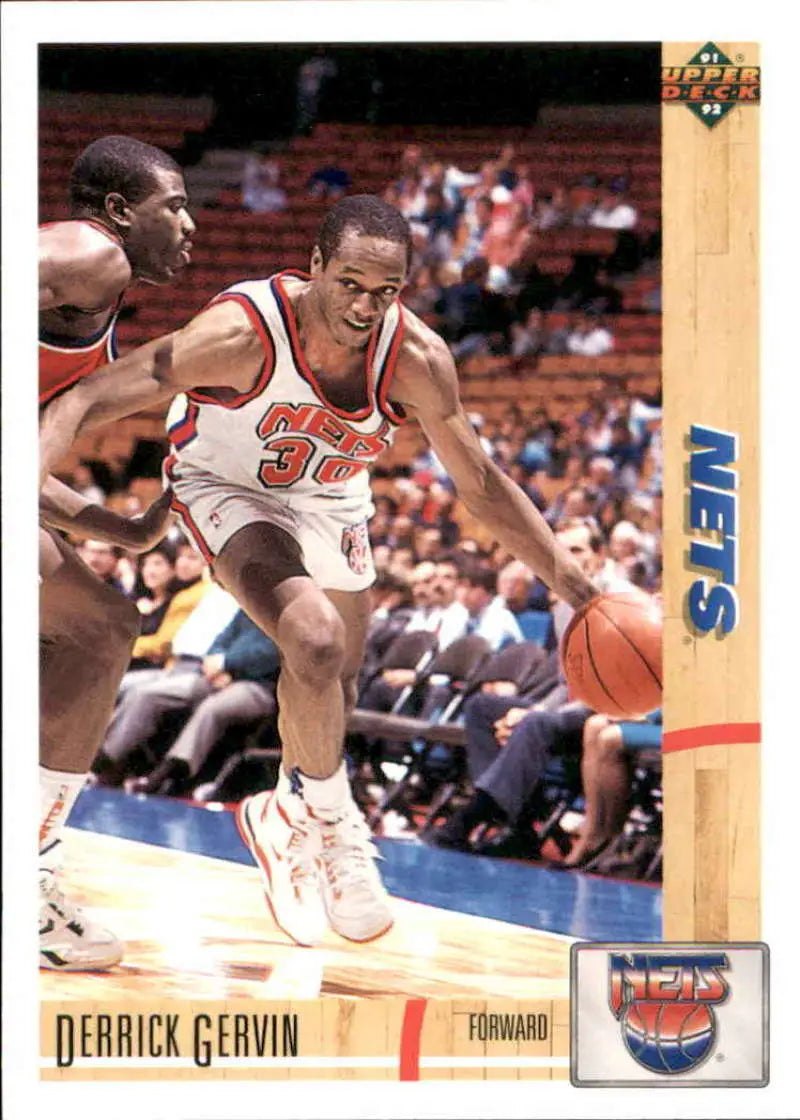 Derrick Gervin dribbling for New Jersey Nets on 1991-92 Upper Deck trading card