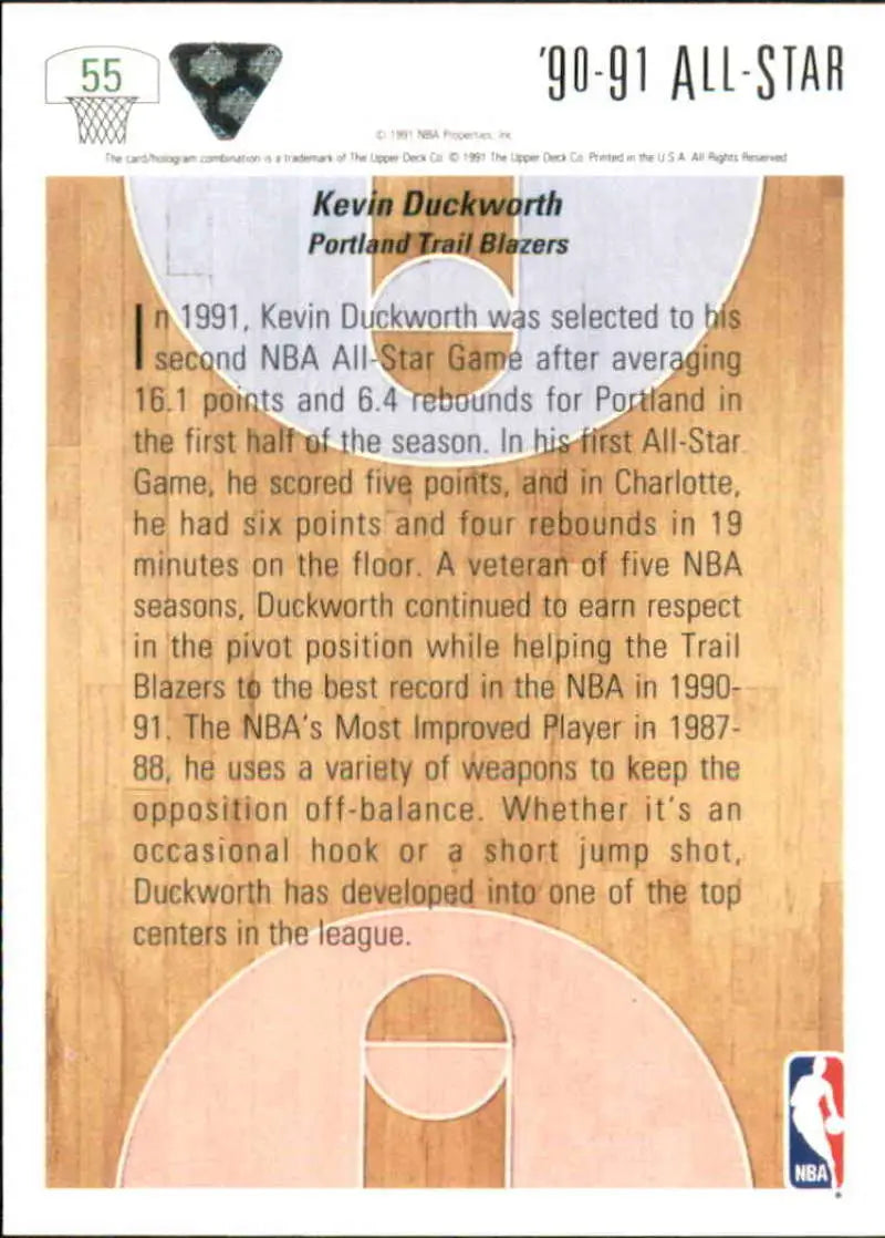 Kevin Duckworth Portland Trail Blazers Basketball Card from 1991-92 Upper Deck Series