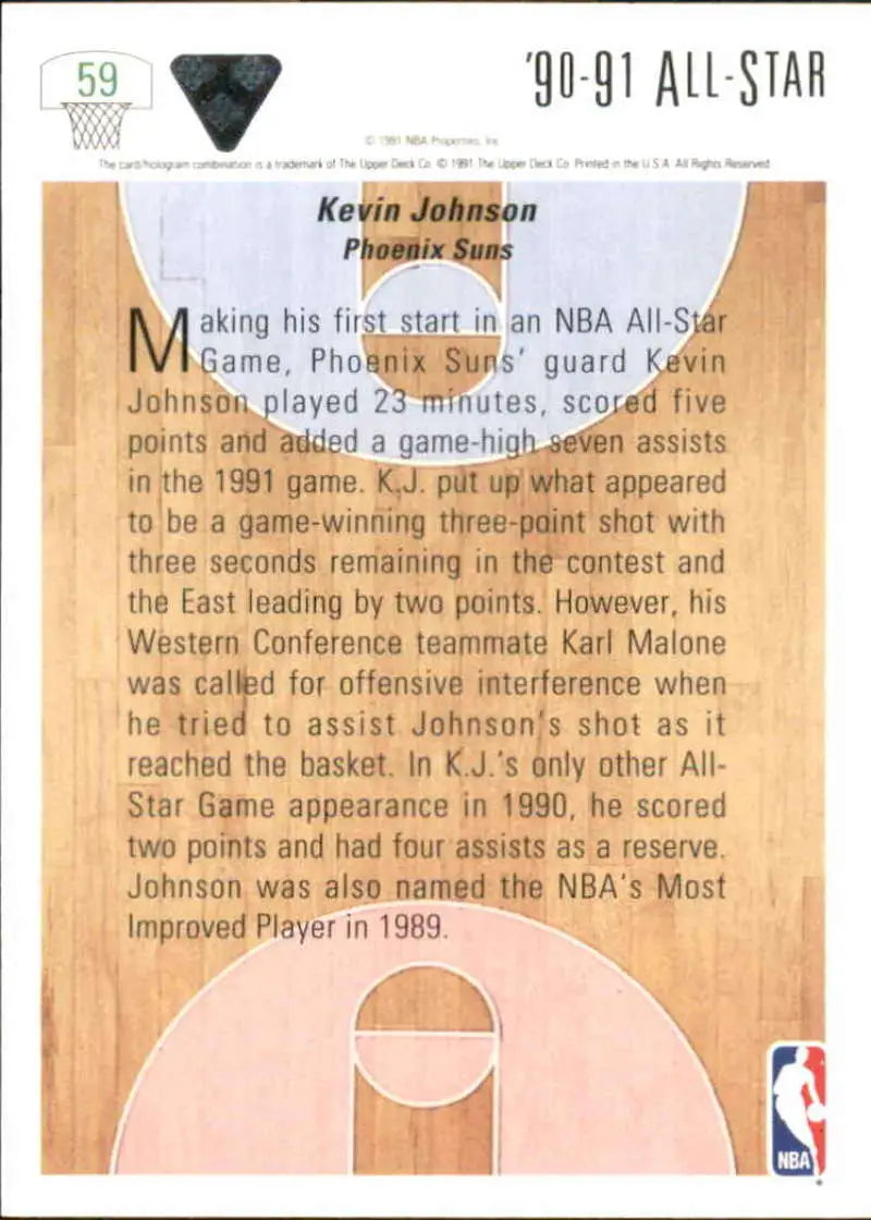 1991-92 Upper Deck #59 Kevin Johnson AS NM-MT Phoenix Suns Basketball Trading Card