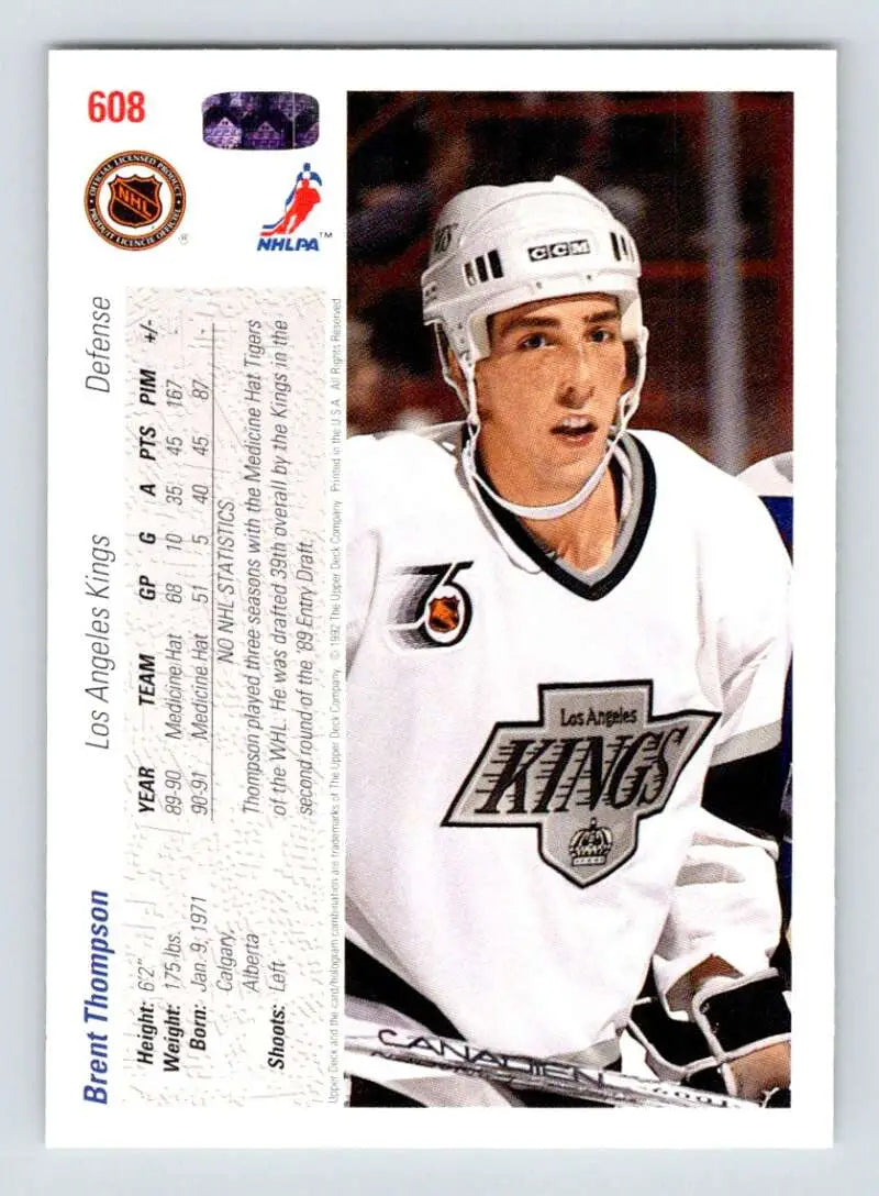 Hockey trading card of Brent Thompson in a Los Angeles Kings white jersey