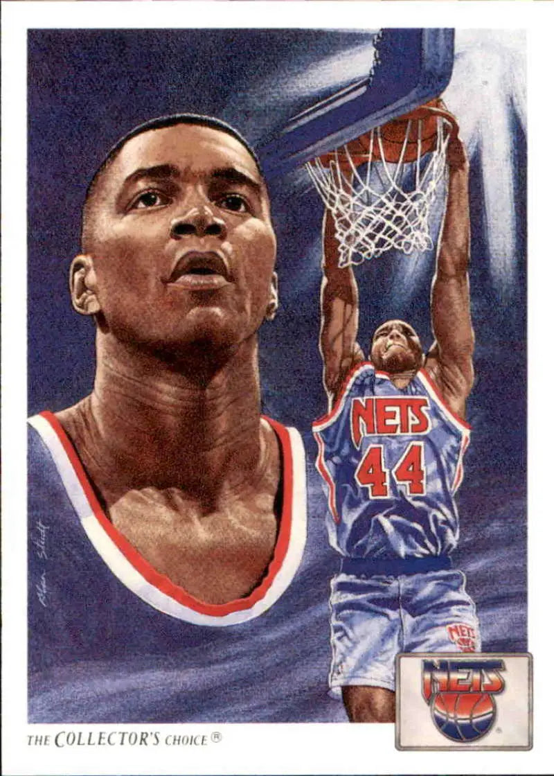 Derrick Coleman in New Jersey Nets jersey dunks, featured on 1991-92 basketball card