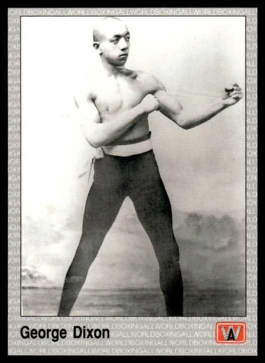 Vintage black and white photo of George Dixon in classic boxing stance for boxing card
