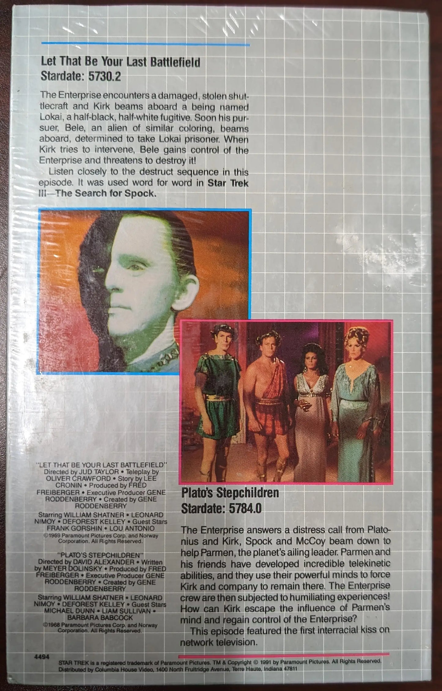 Magazine page with album reviews and artist images from Star Trek Columbia House VHS