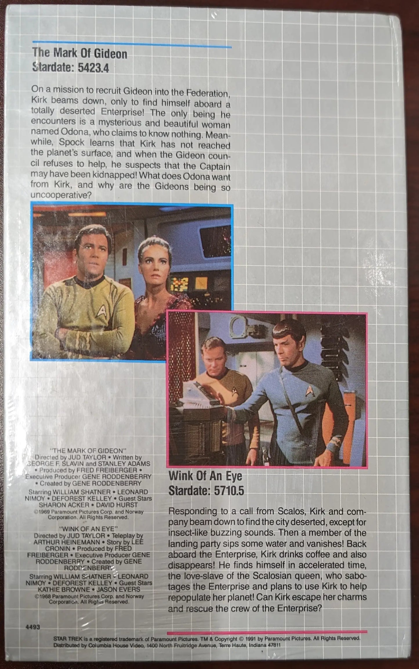Magazine page featuring Star Trek content and Columbia House VHS trading cards