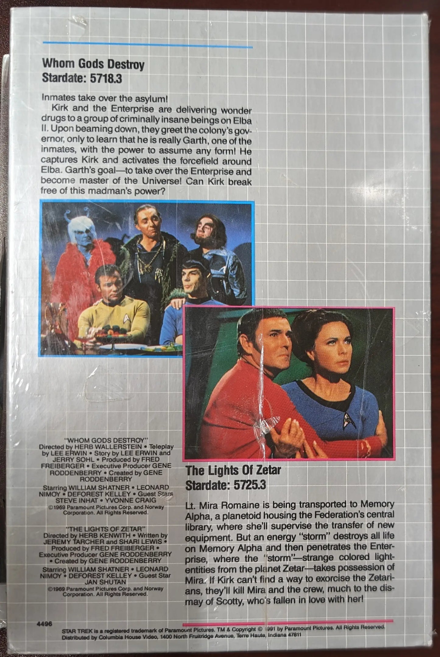 VHS case for Star Trek movie Whom Gods Destroy by Columbia House with cast photos
