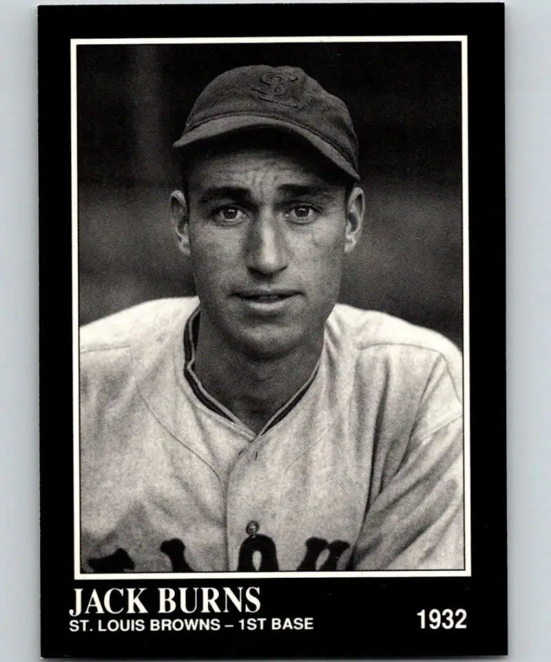 Black and white portrait of Jack Burns in St. Louis Browns uniform, Conlon Collection card