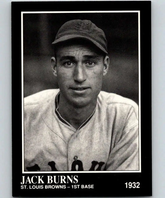 Black and white portrait of Jack Burns in St. Louis Browns uniform, Conlon Collection card