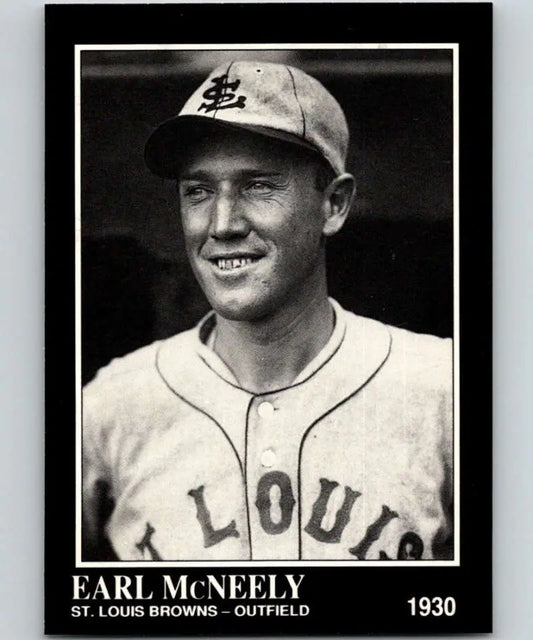 Black and white portrait of Earl McNeely, St. Louis Browns baseball card from 1930