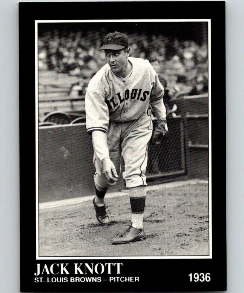 Black and white photo of Jack Knott, St. Louis Browns pitcher, 1936 Conlon Collection