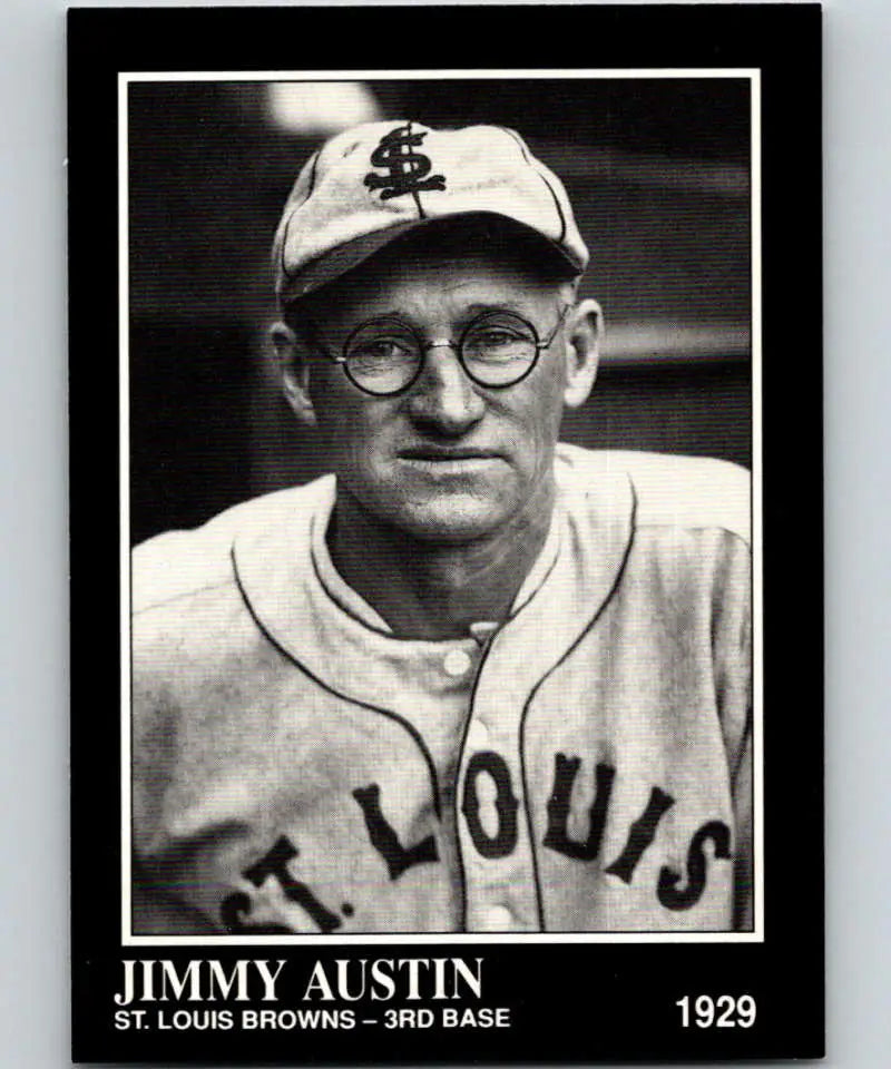 Black and white baseball card of Jimmy Austin from the Conlon Collection, St. Louis Browns 1929