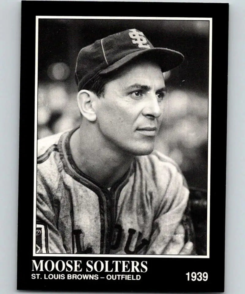 Black and white baseball card of Moose Solters, St. Louis Browns, Conlon Collection