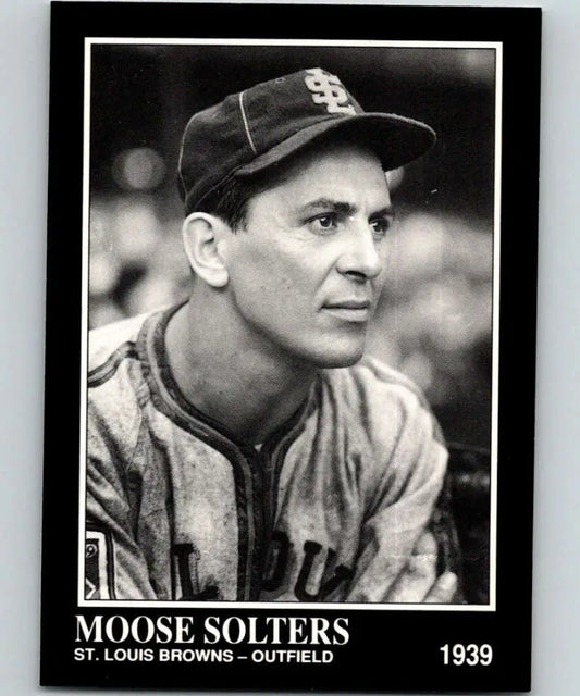 Black and white baseball card of Moose Solters, St. Louis Browns, Conlon Collection