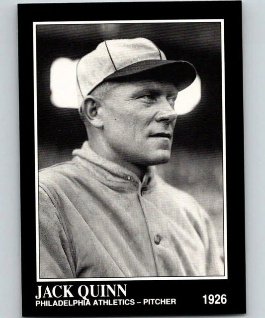 Black and white portrait of Jack Quinn in Philadelphia Athletics uniform from 1926