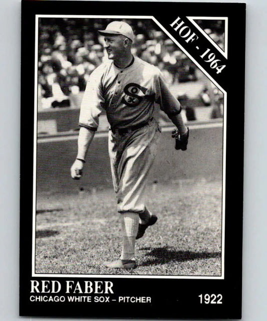Black and white 1922 Chicago White Sox pitcher baseball card featuring Red Faber