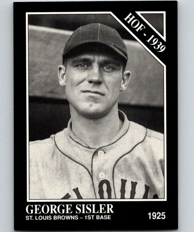 Black and white 1925 baseball card of George Sisler from the Conlon Collection