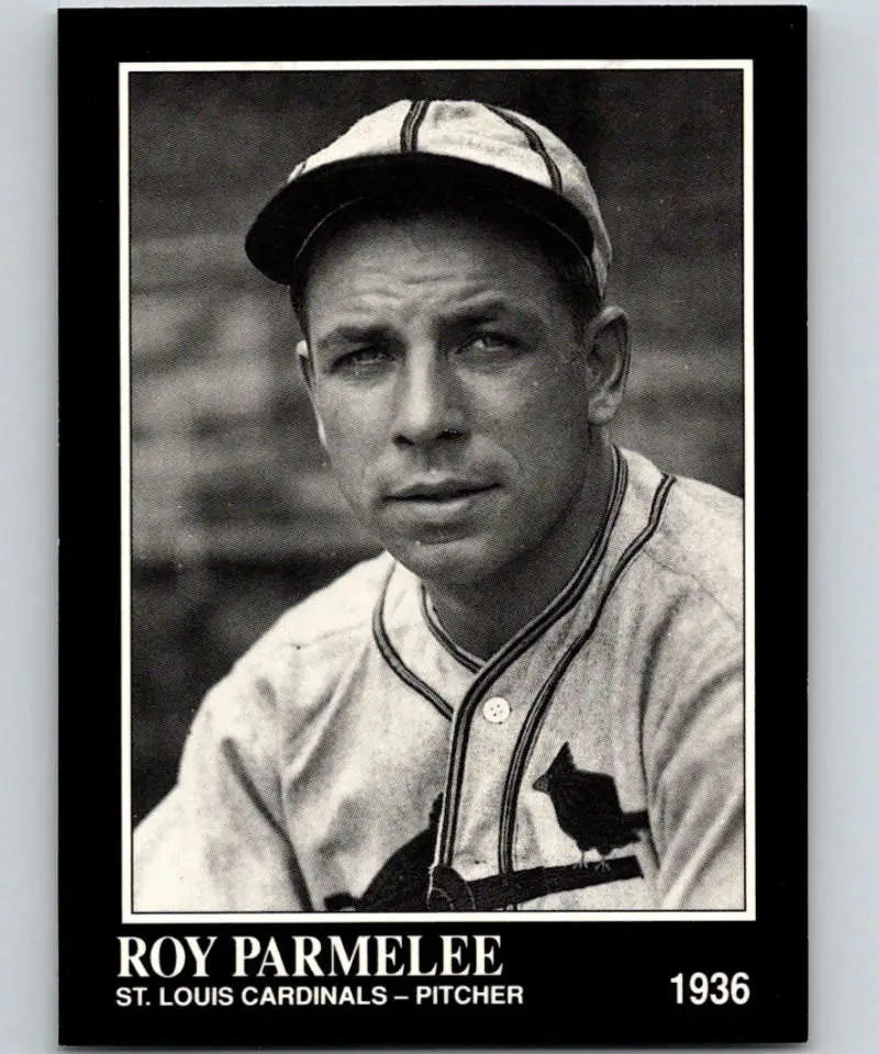 Black and white portrait of 1936 St. Louis Cardinals player for Conlon Collection baseball card