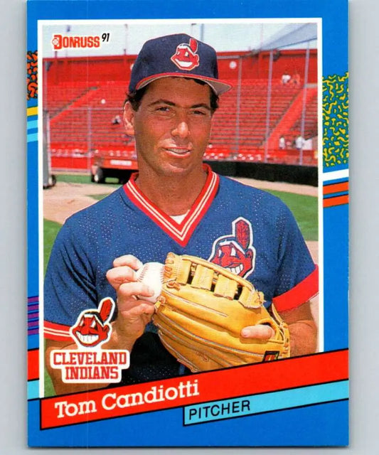 1991 Donruss Tom Candiotti Cleveland Indians baseball card featuring a pitcher