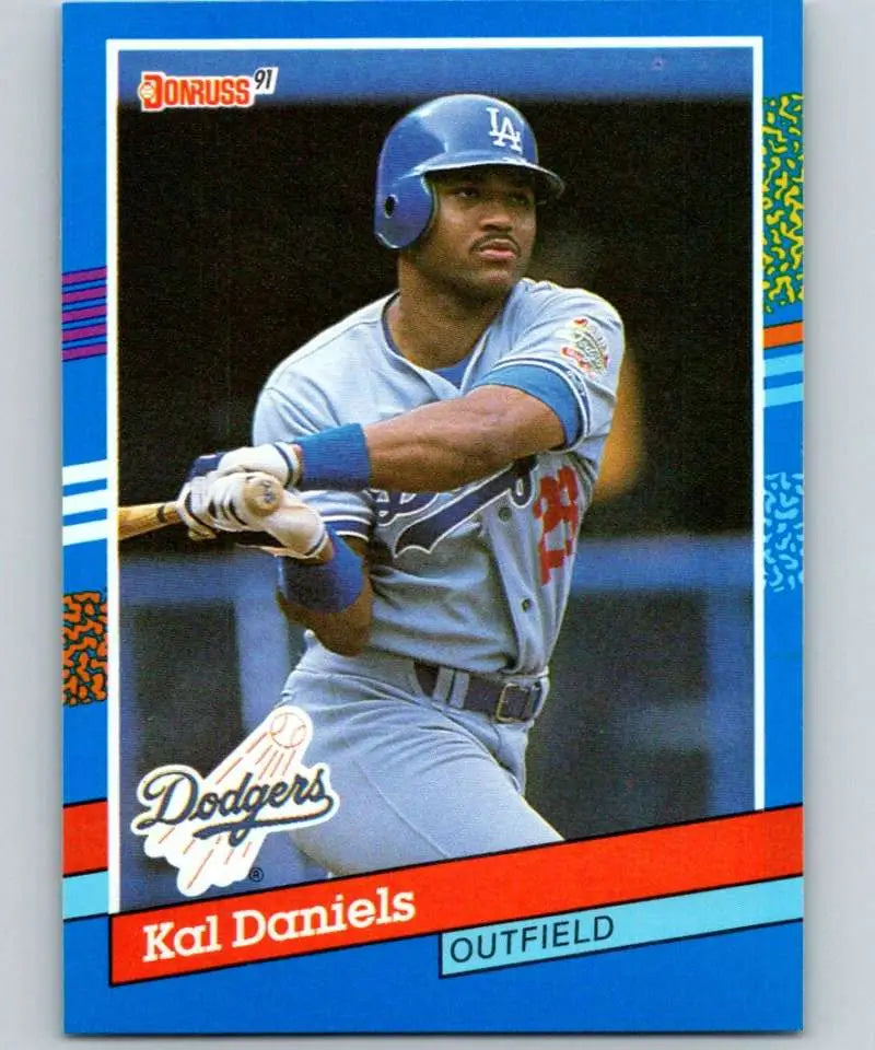 1991 Donruss #336 Kal Daniels batting for the Los Angeles Dodgers baseball card