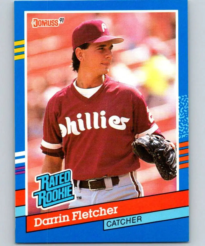 1991 Donruss #47 Darrin Fletcher RR NM-MT baseball card of Phillies catcher in burgundy uniform