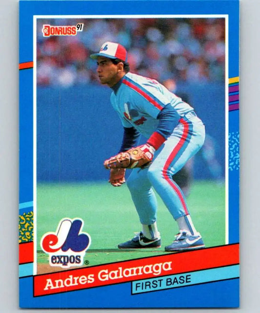 Andres Galarraga Montreal Expos baseball card in powder blue uniform by Donruss