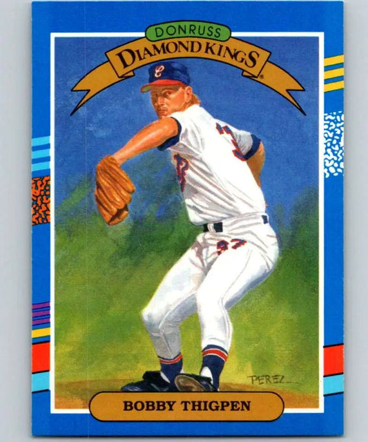 Donruss Diamond Kings baseball card of Bobby Thigpen pitching for the White Sox