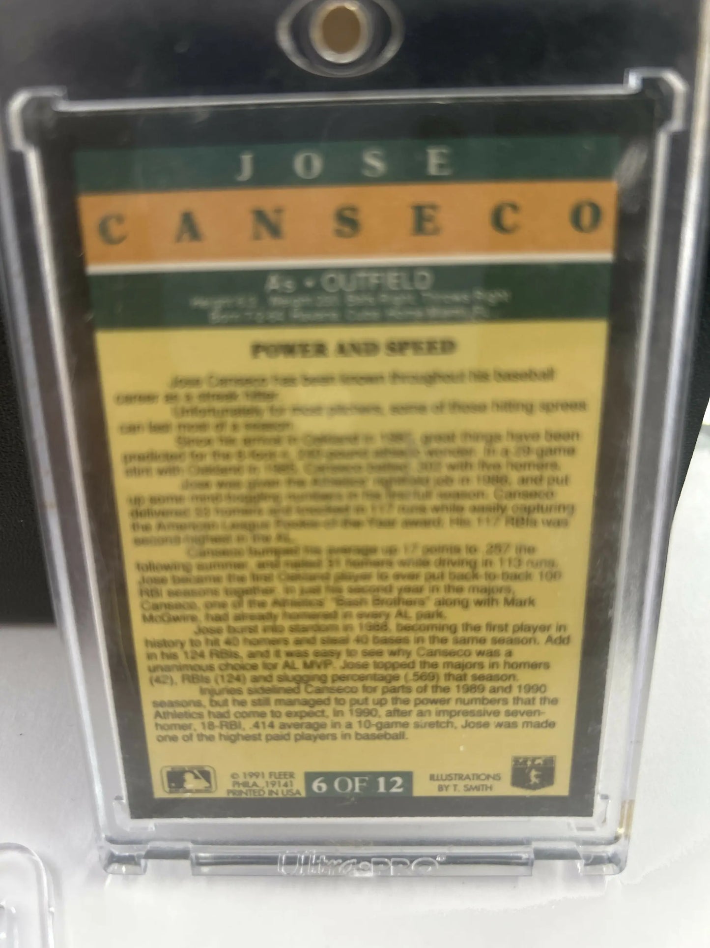 Jose Canseco baseball card from 1991 Fleer Pro-Visions series for collection