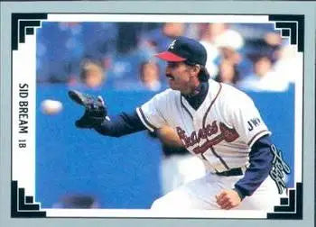 Sid Bream fielding in Braves uniform on 1991 Leaf Baseball Card