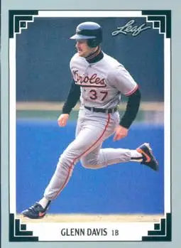 Baseball player in Baltimore Orioles uniform #37 running on field for Glenn Davis baseball card