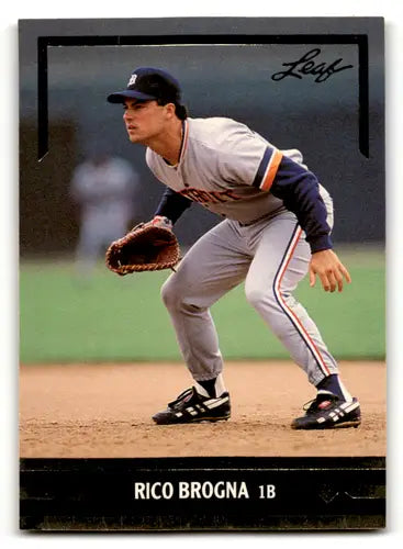 Original gloss 1991 Leaf Gold BC11 Rico Brogna baseball card featuring Tigers ID:61979
