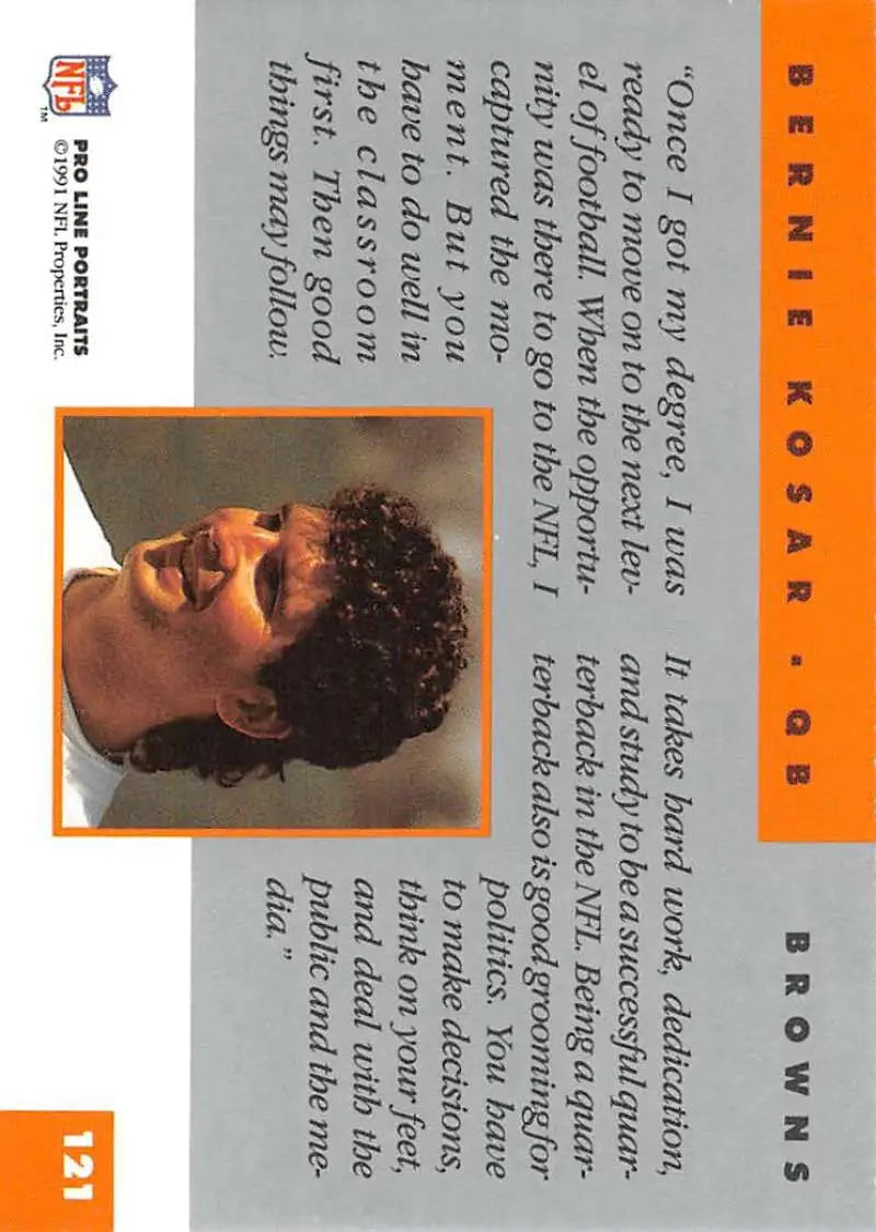 Orange and white album cover featuring Bernie Kosar from the Cleveland Browns Pro Line Portraits