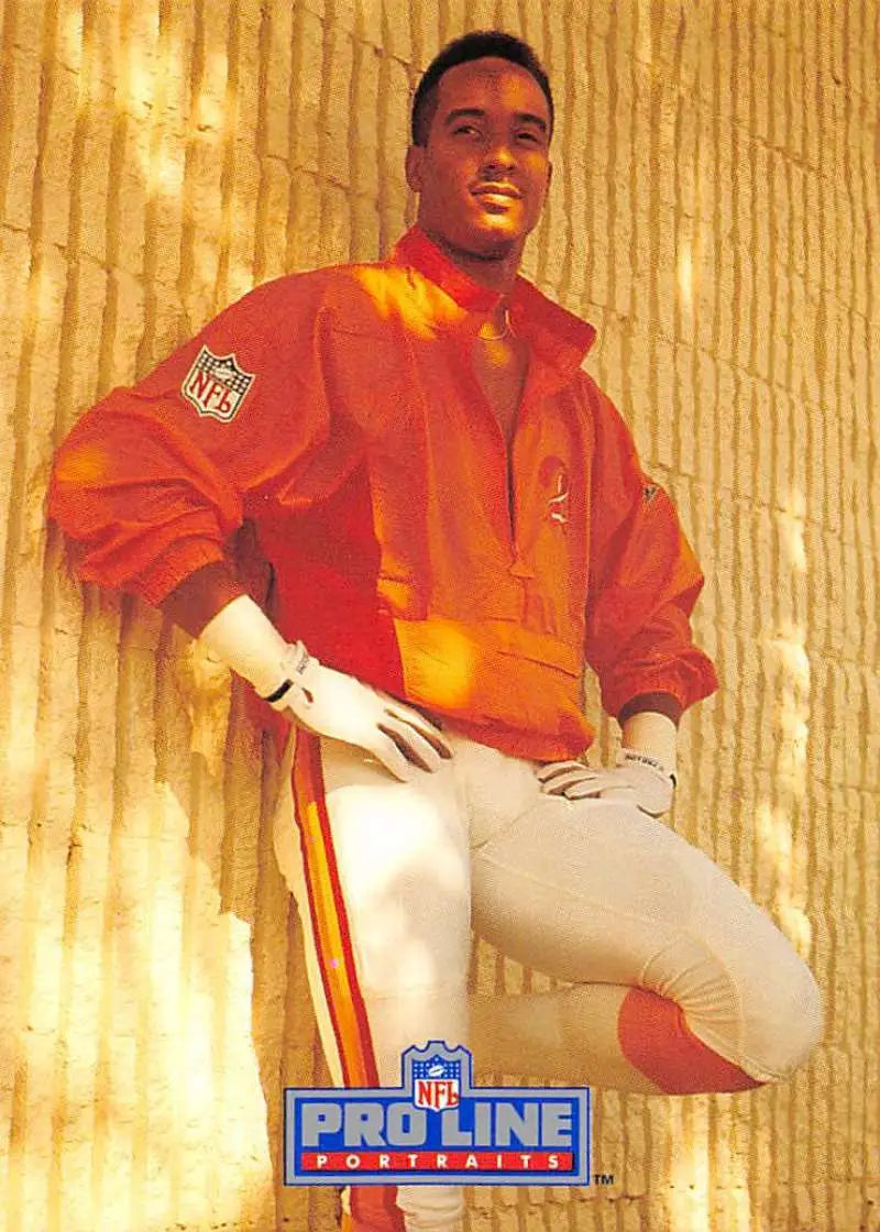 NFL Pro Line promotional photo of Danny Peebles in vibrant orange for Tampa Bay Buccaneers