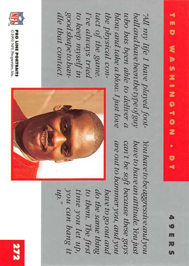 NFL trading card featuring Ted Washington in Pro Line Portraits with red border